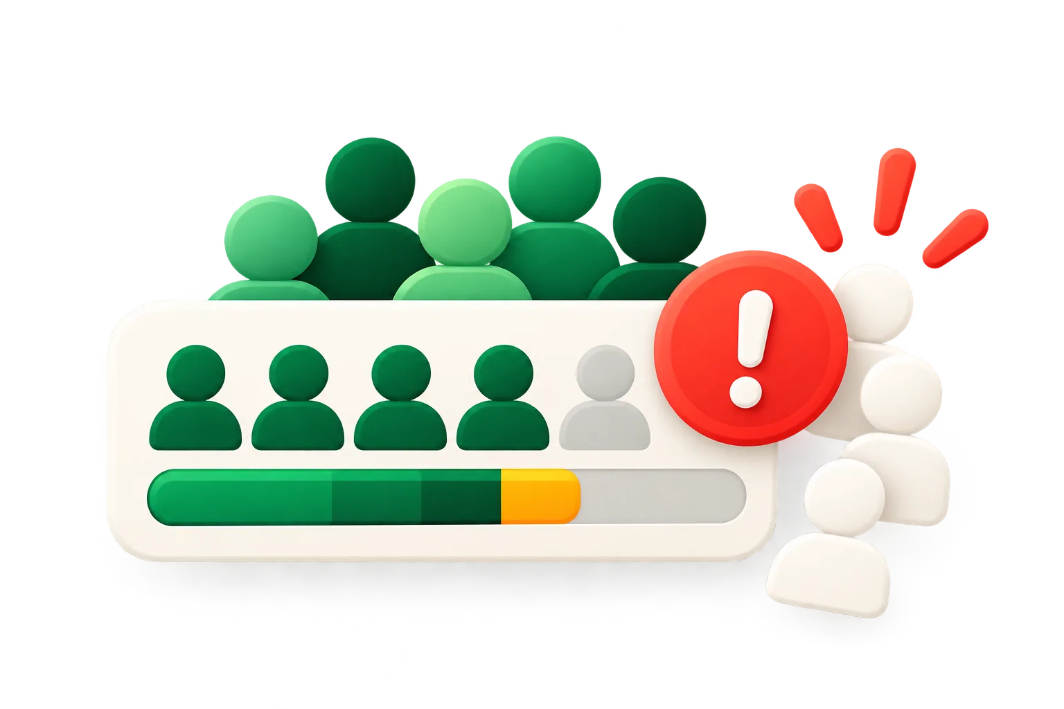 A contact counter bar nearly full with an alert, and more contacts waiting outside it